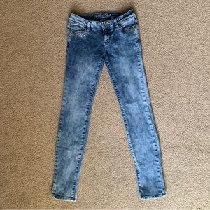 Women’s Bullhead Black Skinnest Blue Denim Stretchy Jeans Size 0